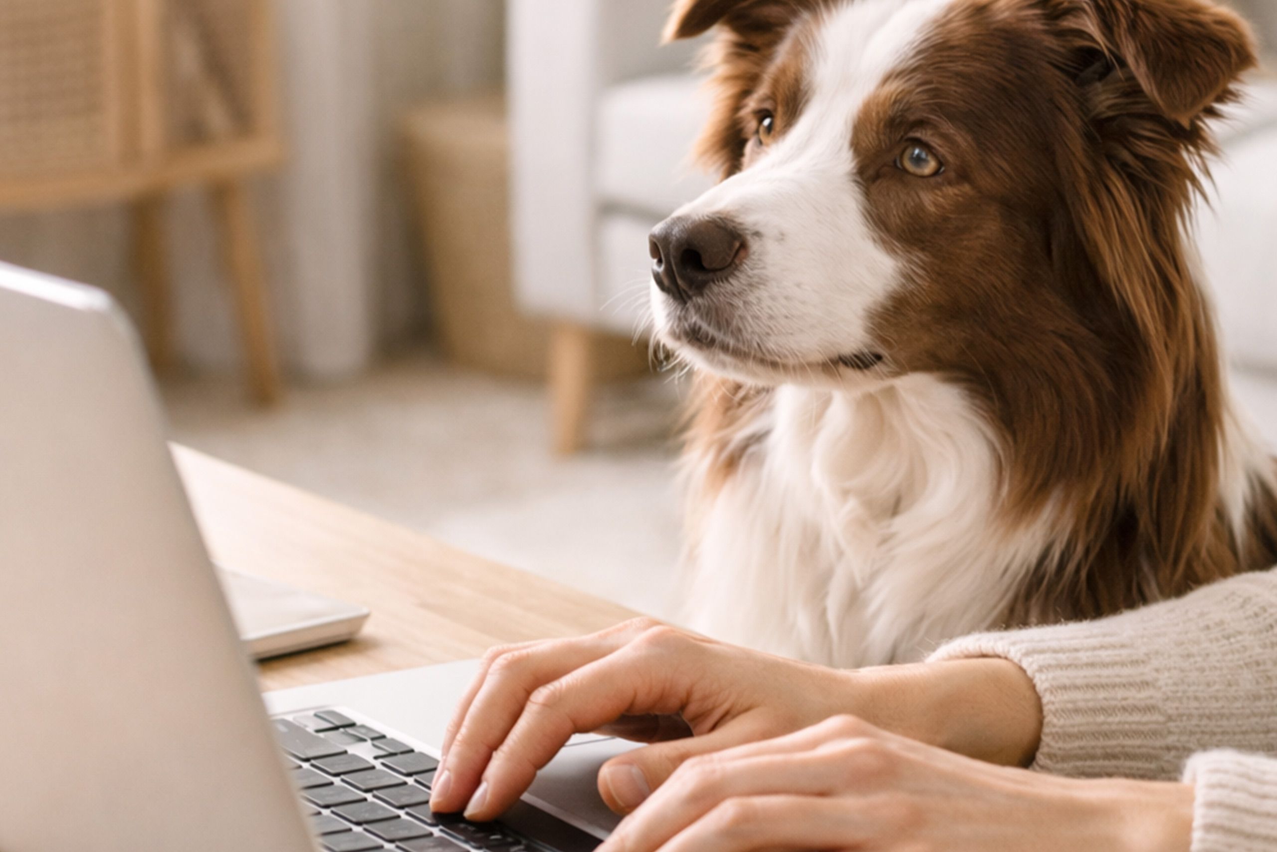 Border Collie am Laptop